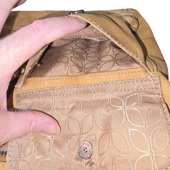 Fossil Genuine Leather Crossbody Shoulder Bag Tan Brown Boho Casual Purse - Picture 9 of 15
